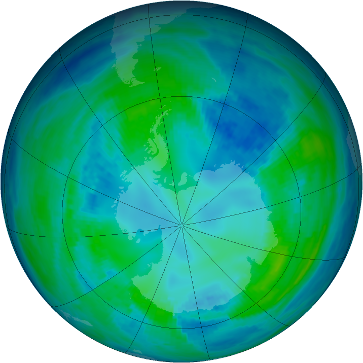 Antarctic ozone map for 26 April 1993